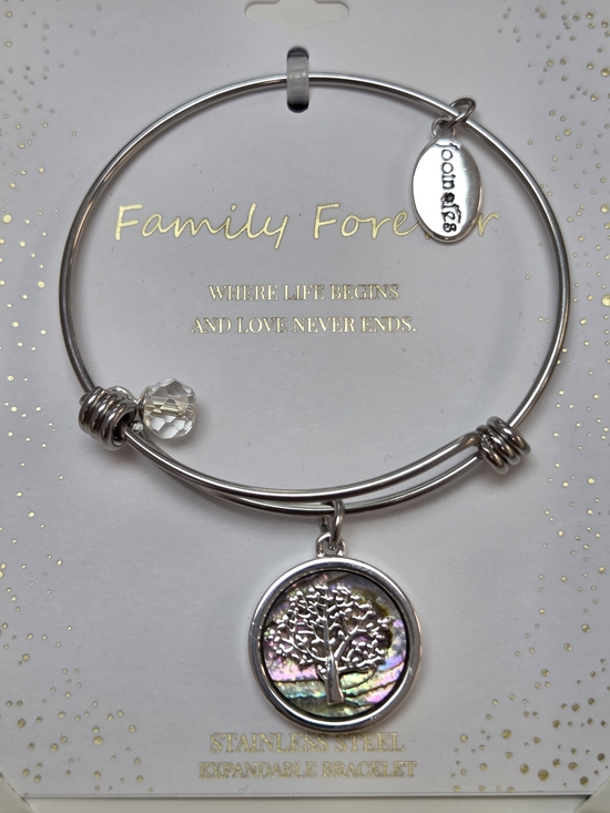 Footnotes Jewelry - Family Forever Silver Tree of Life Expandable Bracelet
